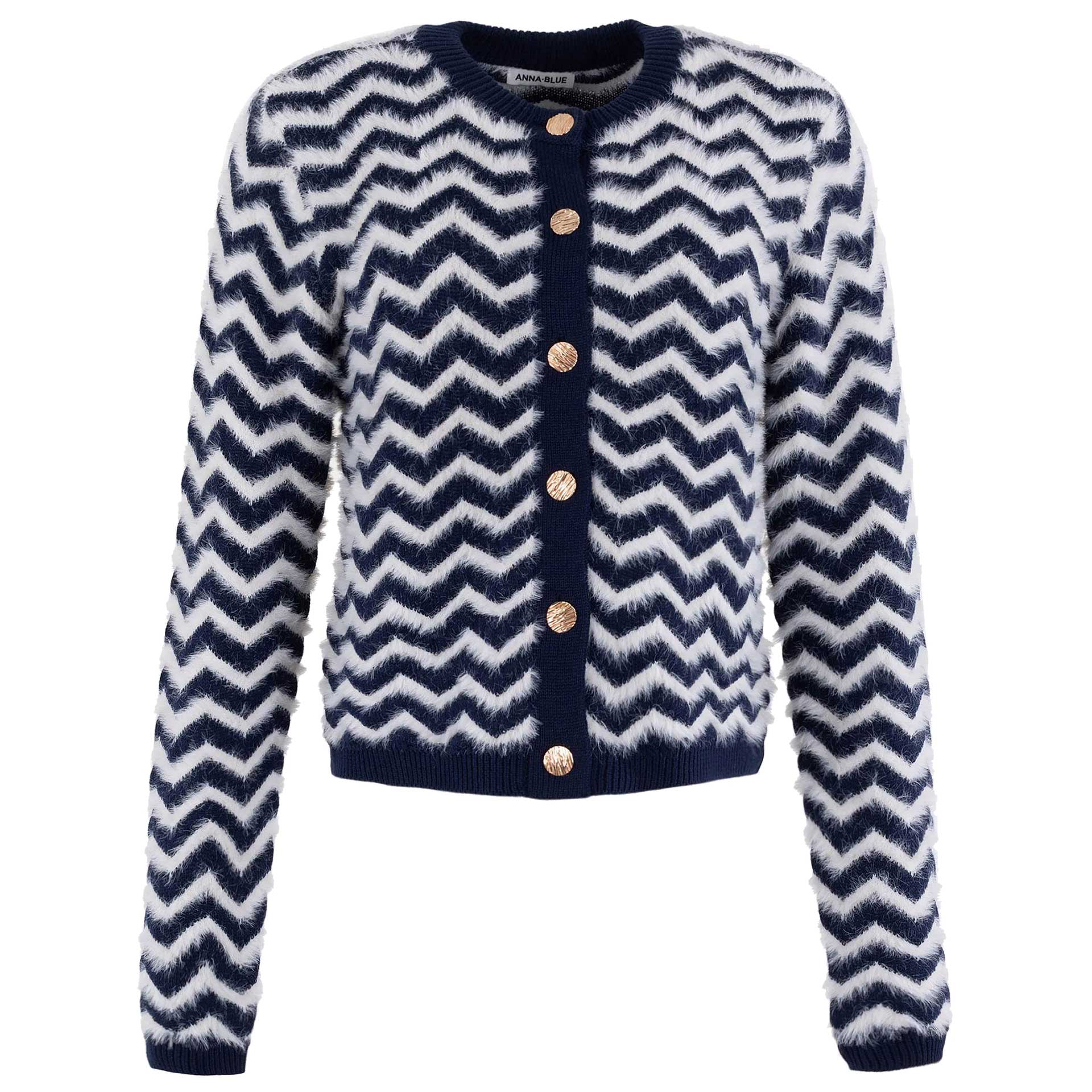 Anna Blue Vest Tweedy Zigzag