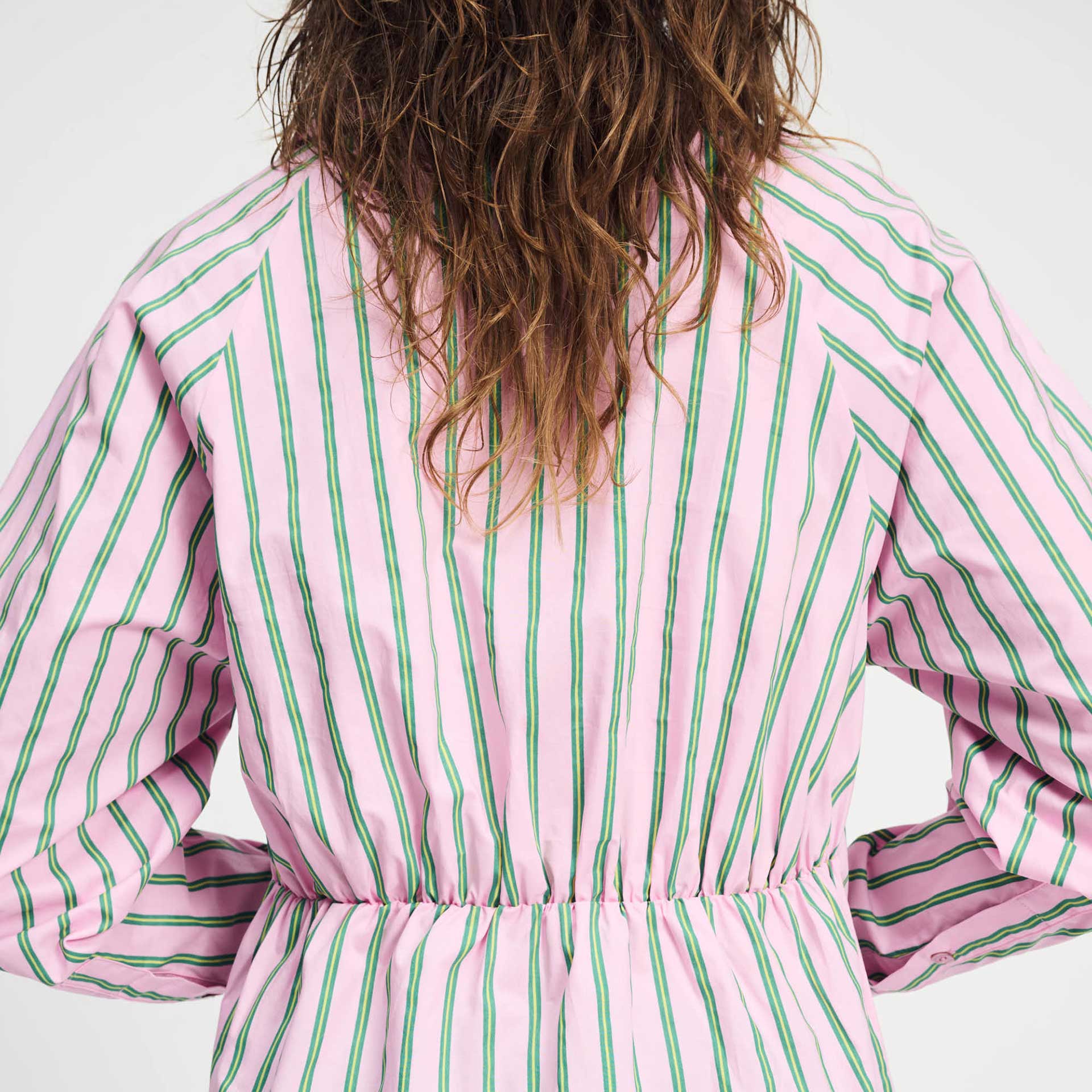 Pom Blouse Striped Poplin