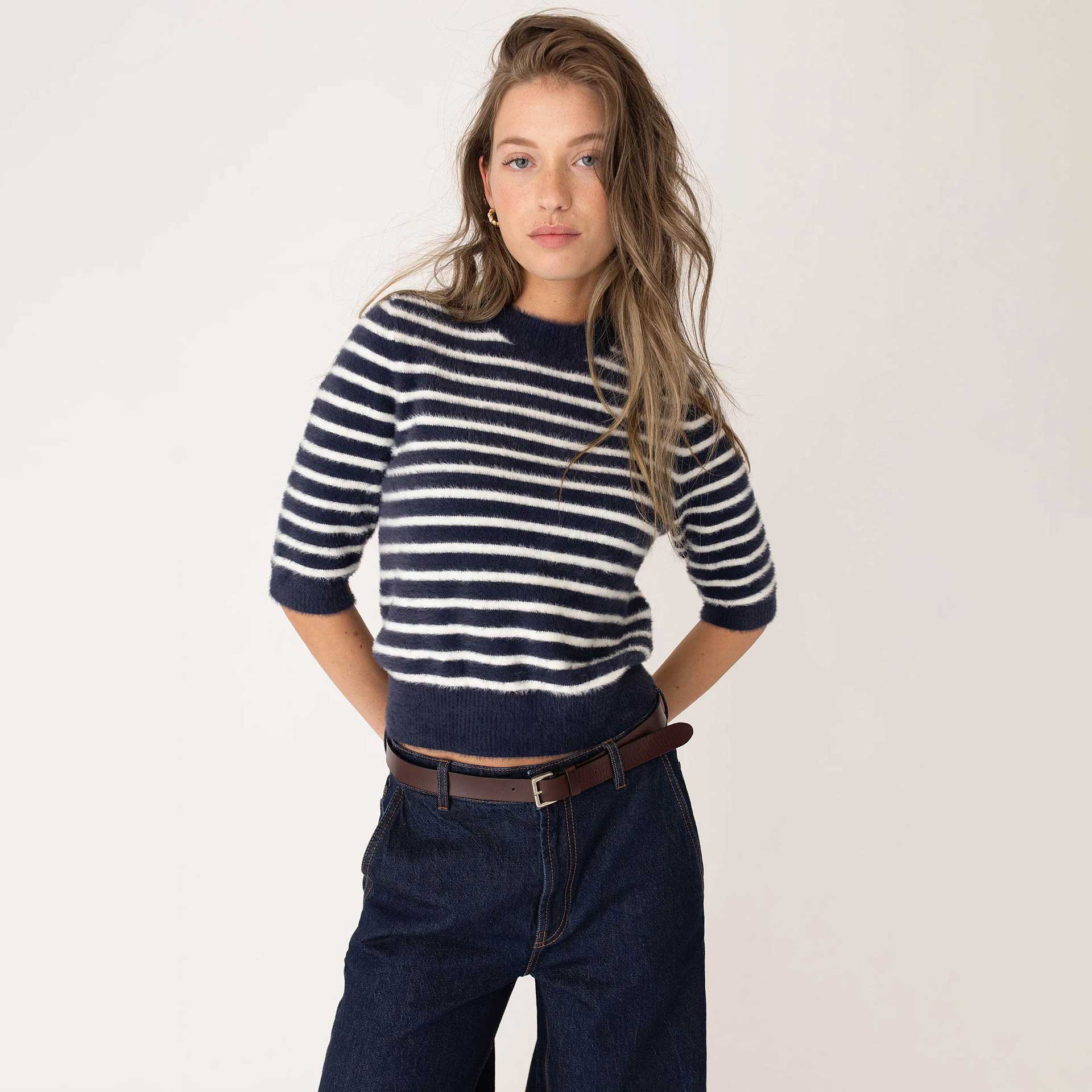 Anna Blue Sweater Mic