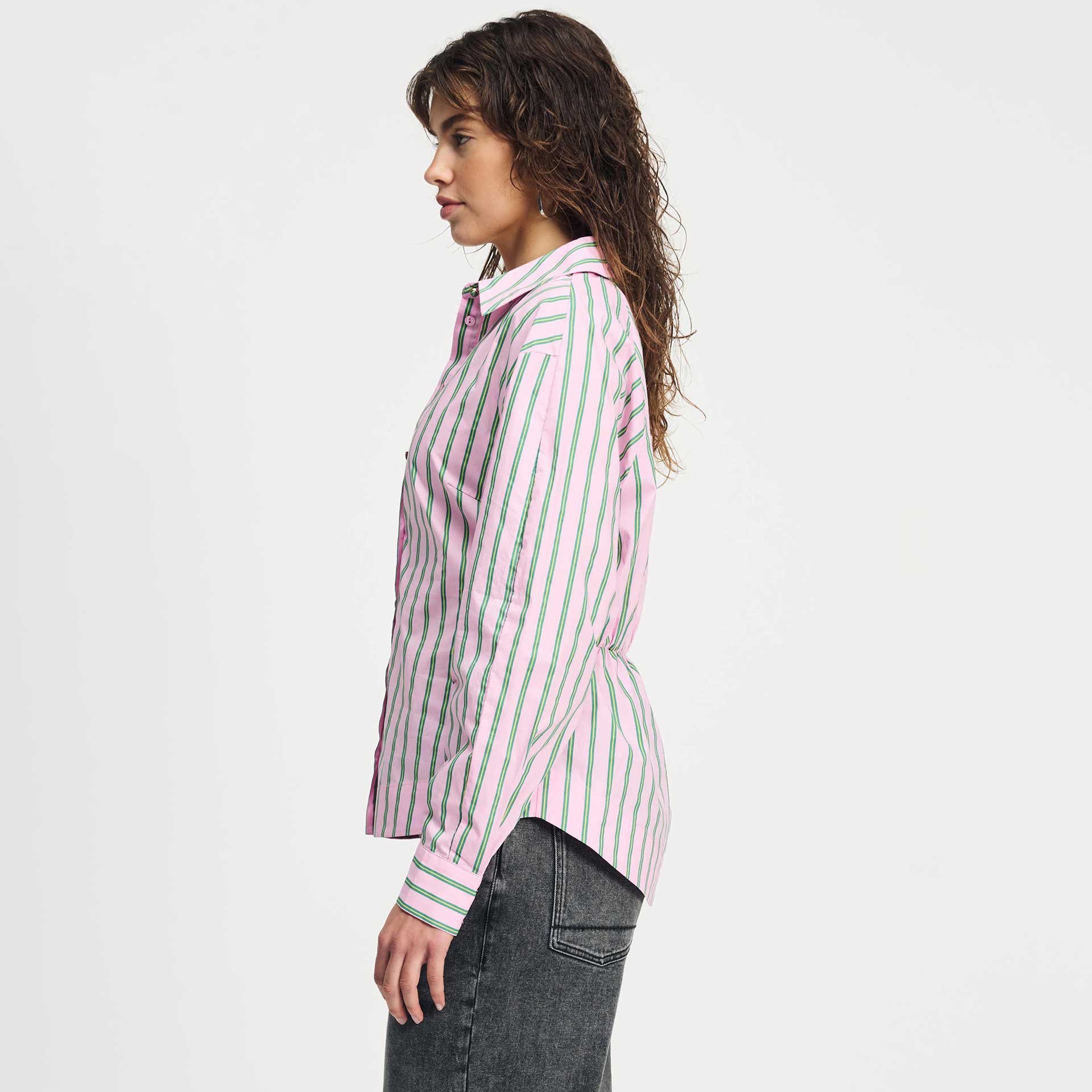 Pom Blouse Striped Poplin