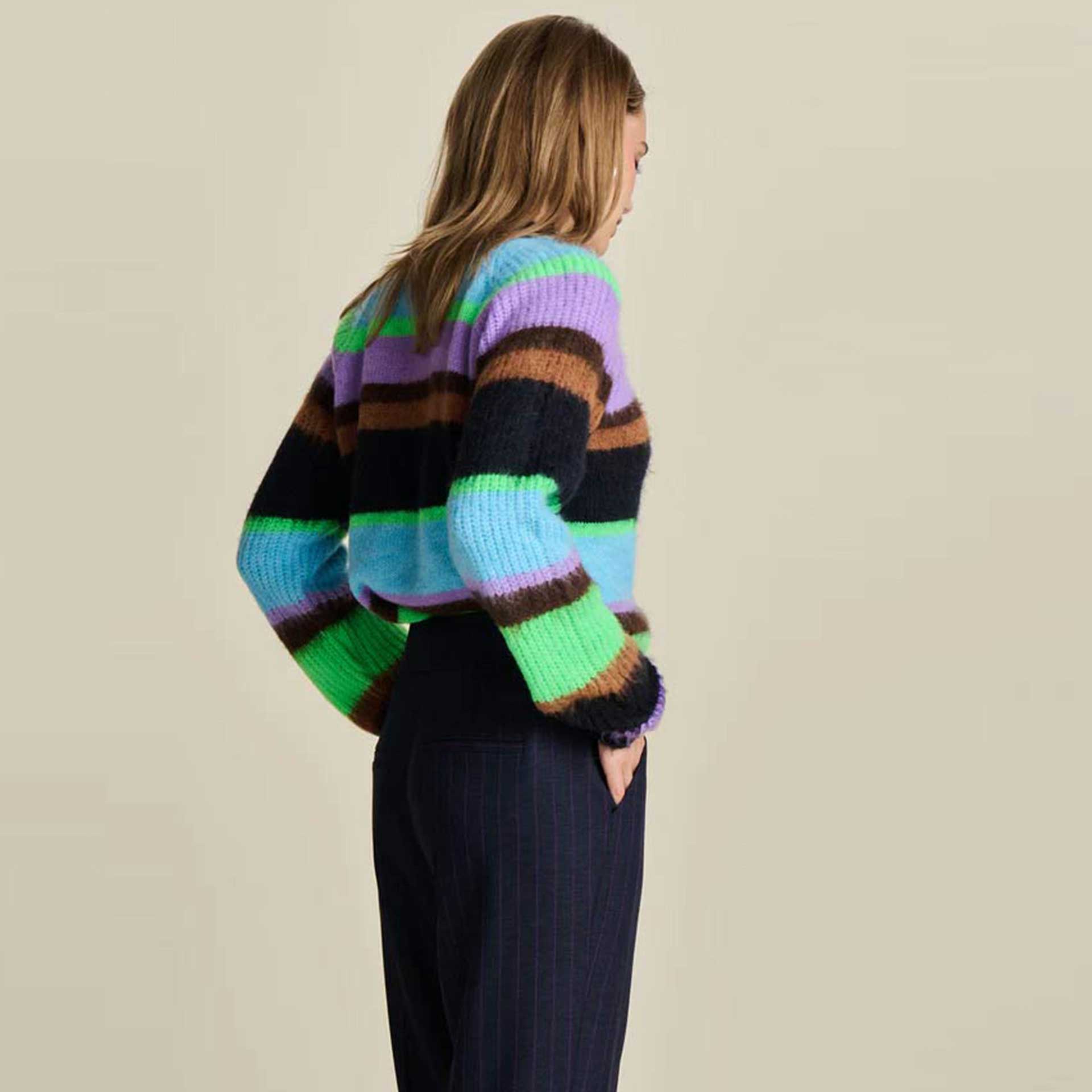 Pom Sweater Brushed Stripes